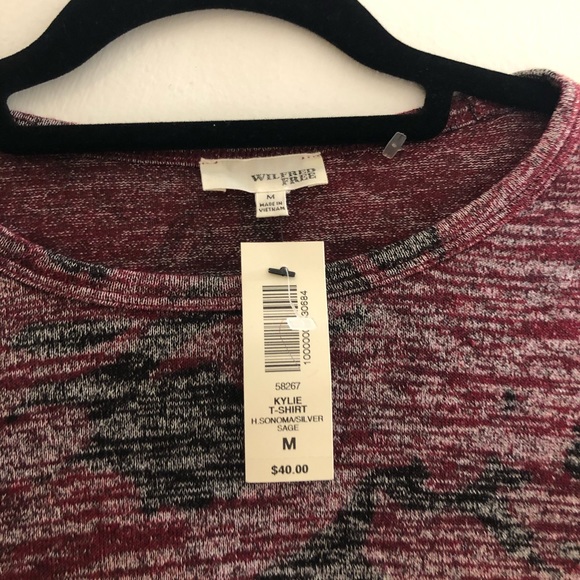 Aritzia maroon cropped fitted long sleeve - Picture 3 of 4